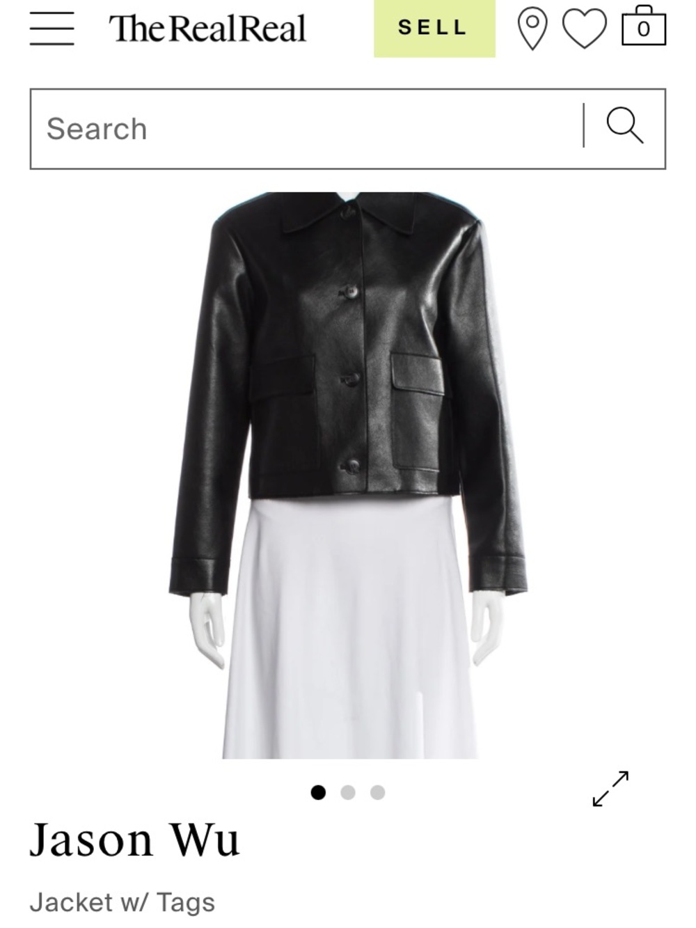 Jason Wu Black Faux Leather Cropped Button Jacket
